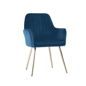 Soft Width 48cm Depth 56cm Velvet Brass Dining Chair With Arms