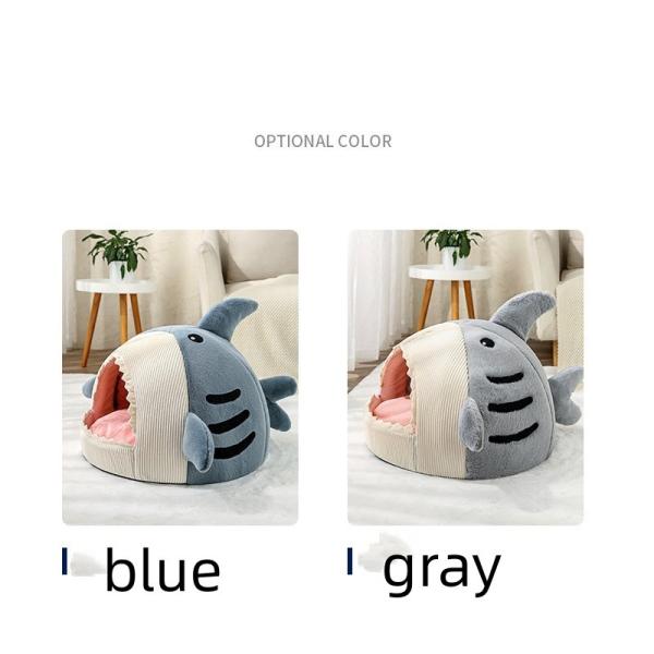 Fall Winter Fish Cat Bed Pet Universal Warm Villa Semi Enclosed Shark Shaped Dog Nest