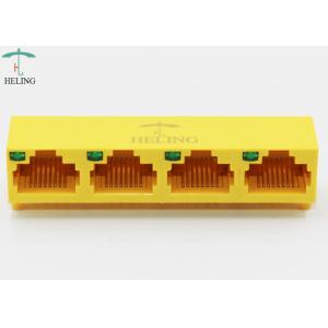 1x4 Ports Side Entry RJ45 Lan Jack 8P8C Modular Connector MJ5688P-Y014-HRNLG-L
