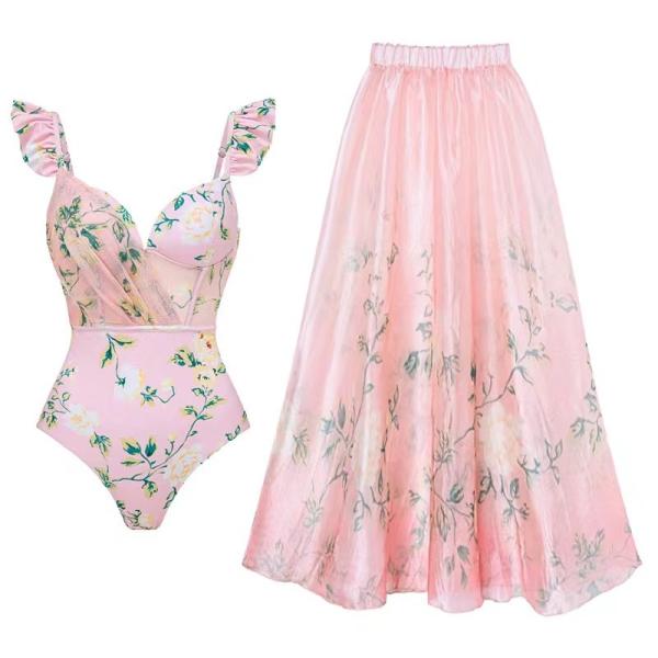 Quality Summer Three Piece Swimwear with Regular and Padded Cups two pieces swimwear pink color wholesale