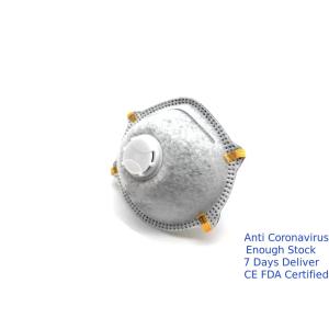 Comfortable Valved Dust Mask Conical Shape FFP2 Carbon Mask White Color CE