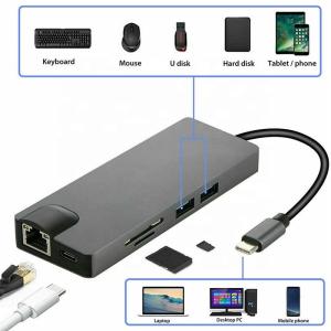 8-In-1 USB C Hub Type-C Type C 3.1 To 4K HDMI HDTV RJ45 Lan Ethernet PD USB3.0