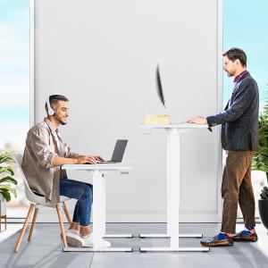 100 V/Hz Height Adjustable Wooden Sit Standing Desk for Office and Home in White