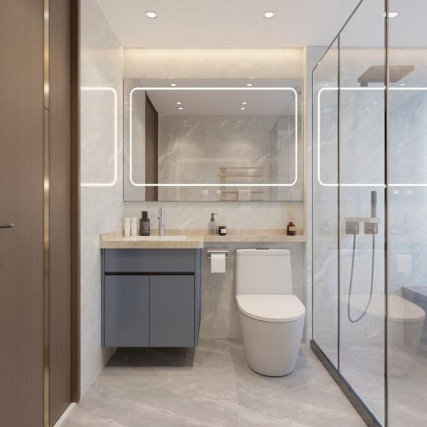 Fadior Stainless Steel Bathroom Vanity Floating Design With Extended Quartz Shelf