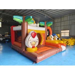 Digital Printing Chicken Cartoon Inflatable Combo Bouncy House With Slide and 3