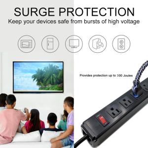 6 outlet Metal America Type Extension Socket With On/Off Switch, Surge