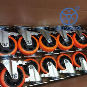 4 Inch Hollow Core Polyurethane Wheels Orange Black Wheel Swivel Locking Casters