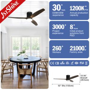 Modern Design Home Office 52 Inch Wooden Blades Dimmable LED Ceiling Fan with