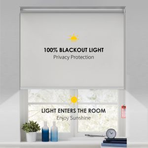 340GSM Blackout Roller Shade Fabric for French Window with Upper Open Mechanism