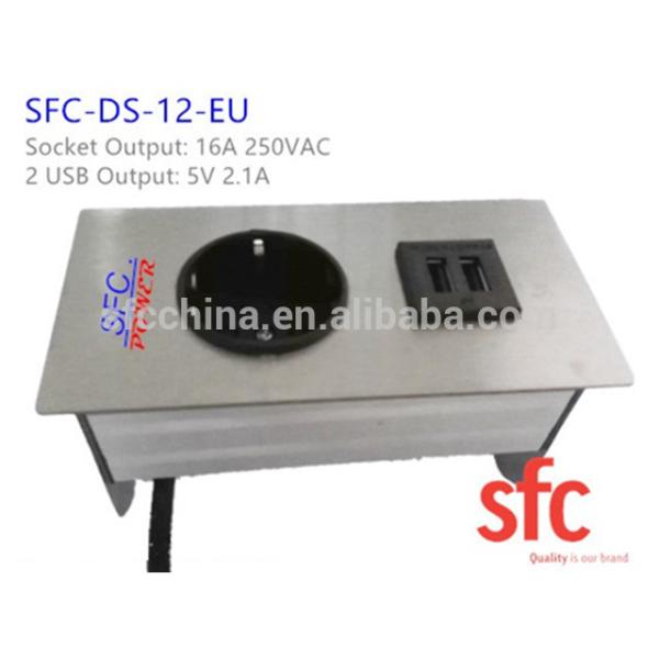 Surface Mount MiniTap Desk Outlet , Stainless Steel 1 Germany/European Schuko