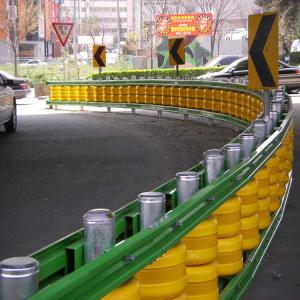 PU Foam Plastic Roller Barrels Design Yellow Color Roadside Roller Crash Barrier