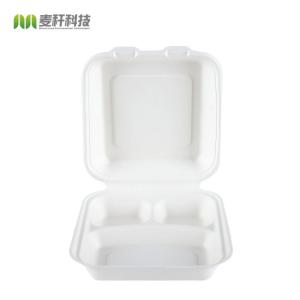 Cheap Disposable Food Packaging Pulp Sushi Biodegradable Tableware of Sugarcane Bagasse with Lid Plate Dish 8&quot; X 8&quot; 3-c Box Engraving for sale