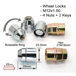 2.5 Cm Closed Acorn Locking Lug Nuts Zinc Key Apply To Wheels / Rims