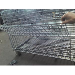 Foldable Logistics Wire Mesh Storage Containers With 1/2 Front Drop Gate