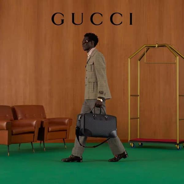 Black Travel GG Supreme Tote Bag Gucci Mens Messenger Canvas Interlocking Double G