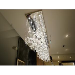 Custom Hotel Lobby Chandelier Petal Pendant Rectangular Crystal String Creative