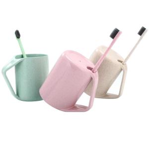 environmental wheat straw toothbrushing cup and brush set 10*8cm material is