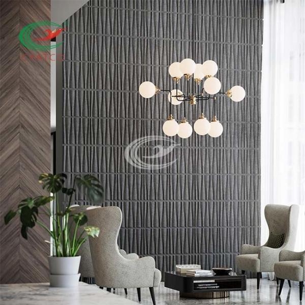 Indoor Polyester Fiber Wavy Wall Panels Flameproof Multiscene
