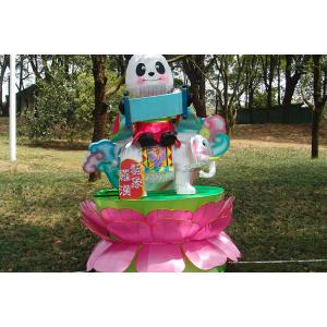 Characteristic Panda Decoration Fabric Chinese Lanterns Display Zoo And