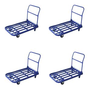 330lbs Capacity Foldable Platform Trolley Four Casters Wheels Folding Cart