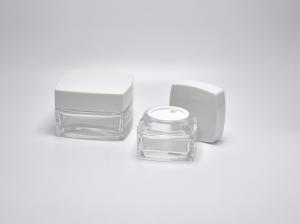 China JG-SR30,SR50 30ml&50ml clear square glass cosmetic jar with square lid, eco friendly cosmetic containers wholesale on sale