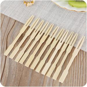 Mini Disposable Bamboo Party Forks Cocktail Appetizer for Fruit Double Prong