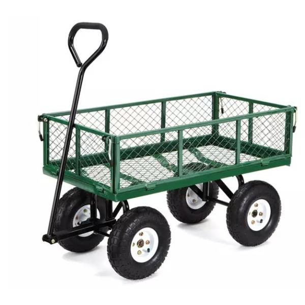 Quality High Capacity Steel Mesh Garden Wagon Household Movable With 4 Wheels wholesale