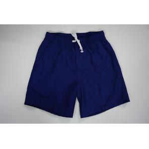 Short Length Blue Boys Board Shorts Peach Skin Fabric With Elastic Waistband