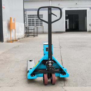 China Blue Hand Operated Pallet Truck 2500kg , Manual Hand Pallet Jack With Printer on sale