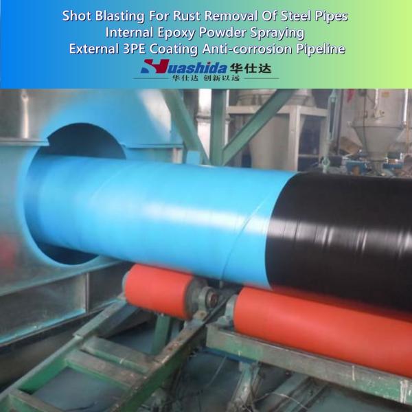 Shot Blasting for Rust Removal Steel Pipes Internal Epoxy Powder Spraying and