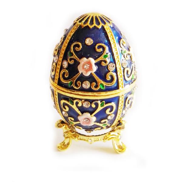 Zinc Alloy Luxury Easter Egg jewelry Box Russian Reticulate Metal Faberge Egg Easter Egg Gift Decorate Box Home Desk