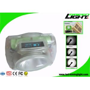 Cheap USB Charging Miners Helmet Light IP68 13000lux PC Material With OLED Screen for sale