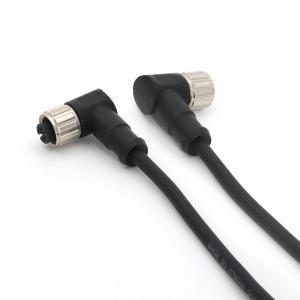 China PVC M12 Female Connectors 12 Pin Angled IP67 Black With Molded Cable on sale