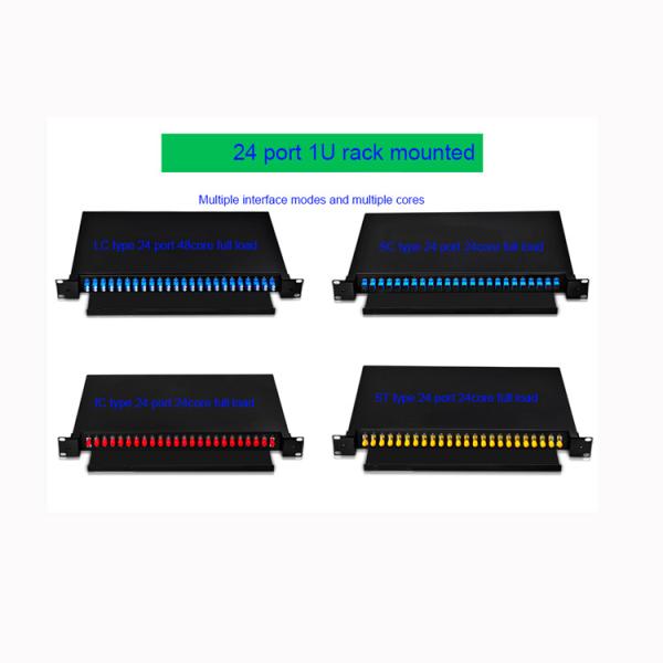 Single Mode Or Multimude Fiber Optic Patch Panel Rack Mount 1U 12 / 24 / 48 Fiber