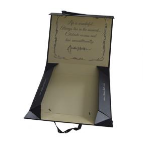 Cardboard Black Gift Box Foldable For Shoe Packaging With Handle