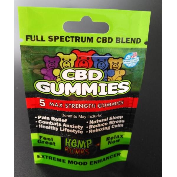 Quality Printed Zipper Resealable Plastic Bag Packaging Cbd Gummy Candy Pouch Glossy Surface wholesale