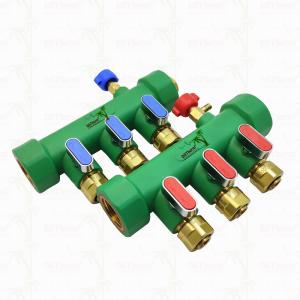 PPR Manifolds With Ball Valve Hot & Cold Water Blue 3 Ways Manifolds Customized