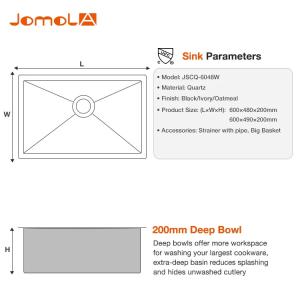 Triangle Stone Type White Quartz Composite Sink 1CM Thickness Single Bowl