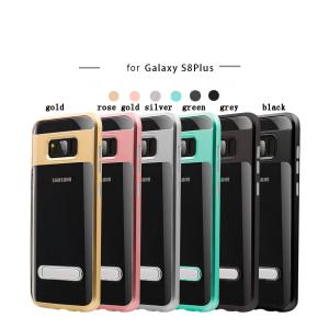 Kickstand Transparent Crystal Clear PC Back TPU Hybrid Protective Phone Case for