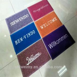 China WELCOME pattern spaghetti pvc level loop door mat on sale