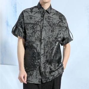China Black Short Sleeve Casual Dress Shirts For Summer OEM ODM Service on sale