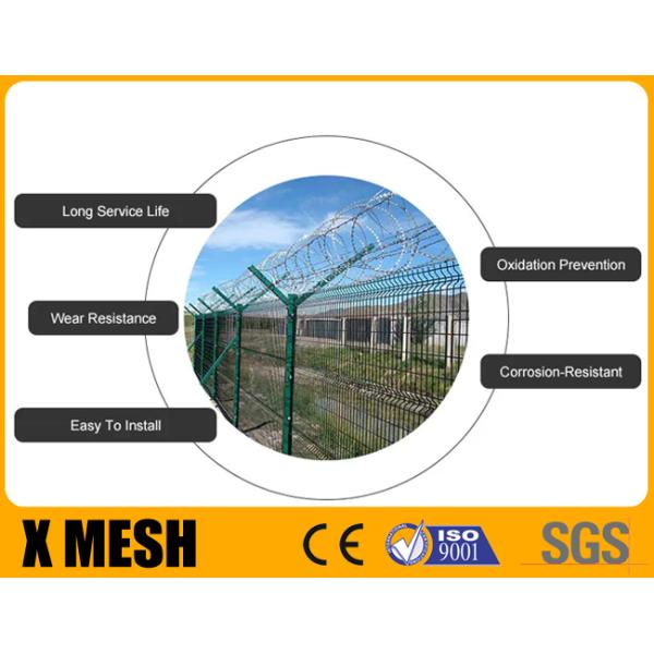 Green Coated Airport Metal Mesh Fencing ASTM Standards Anti Climb 3m High Type