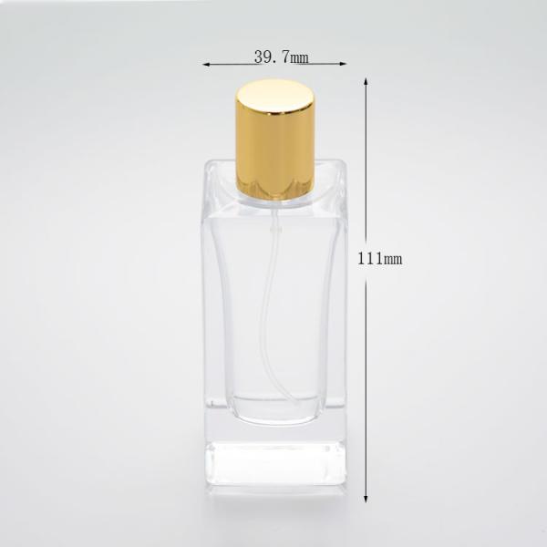 Luxury Square Empty 100ml Glass Perfume Bottle with Gold Cap