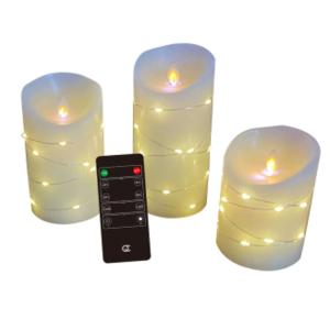 LED candle set with IR remote , cooper wire light, and timer,0.03w,amber flame