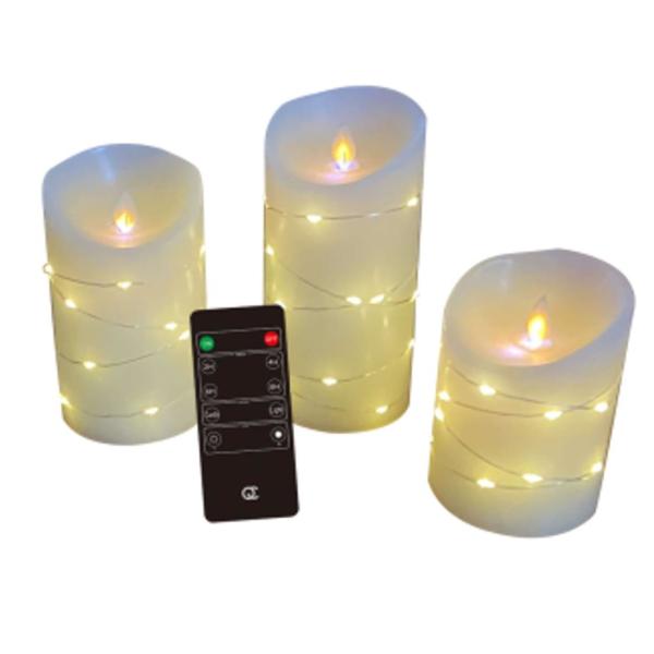 LED candle set with IR remote , cooper wire light, and timer,0.03w,amber flame