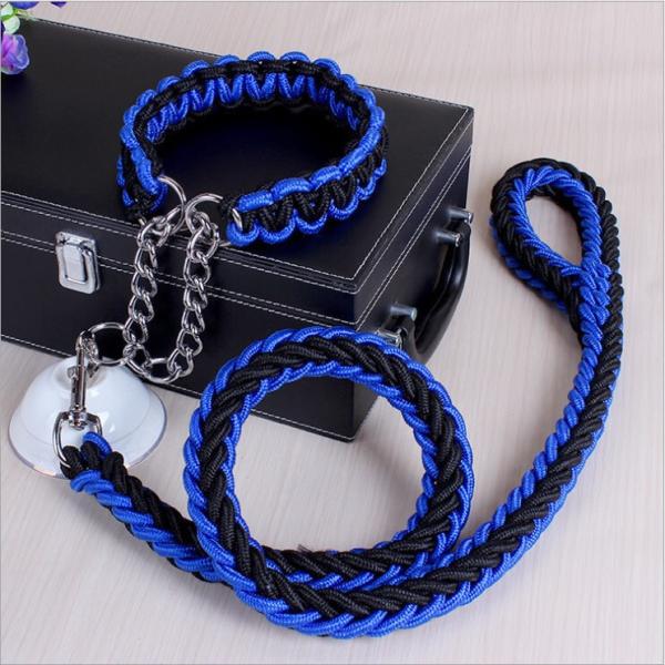 Adjustable Eight Strand Woven Dog Collar Leash Explosion Proof Nylon Pet Leash