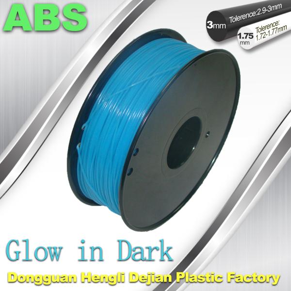 OEM Glow In The Dark 3d Printer Filament Consumables Material 1.75mm ABS