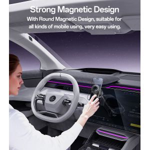 360 Rotation Magnetic Phone Holder with Foldable Clamp Arm and 16N Magnetic