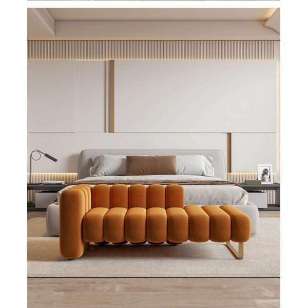 Modern Velvet Fabric Backrest Bedside Stool Bedroom Toffee Chair Lazy Sofa