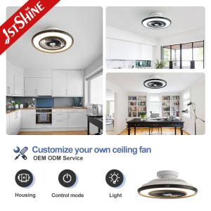 Compact 22 Inch Modern Flush Mount Ceiling Fan With LED Light 6-Speed Remote